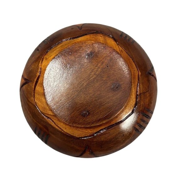 Set of 5 Hand Carved Wooden Salad Bowls Floral Pattern Decorative Rustic - Picture 3 of 10